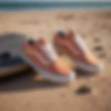 Vans Yacht Club Old Skool Footwear on Surfboard Stylish Vans Yacht Club Old Skool footwear on a surfboard