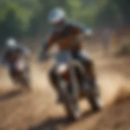 A thrilling motocross race showcasing riders in action on a dirt track.