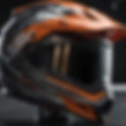Close-up view of a high-performance motocross helmet showcasing advanced materials and design.