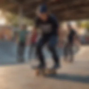Unity in Diversity at the Skate Park A group of diverse skaters performing tricks at a skate park