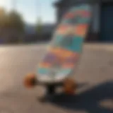 Colorful skateboard decals showcasing various artistic designs