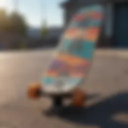Colorful skateboard decals showcasing various artistic designs