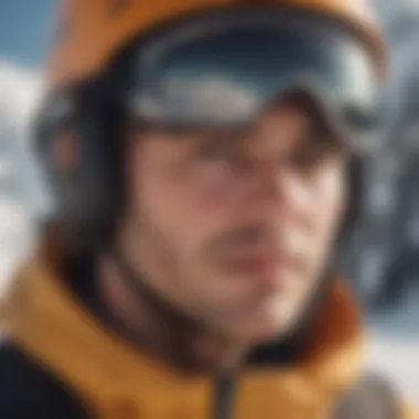 Skier on Slopes Wearing Von Zipper Goggles Side profile of a skier wearing Von Zipper goggles on the slopes