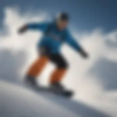 Snowboarder in Action with Thirty Two Wide Boots A snowboarder navigating through fresh powder while wearing Thirty Two wide boots
