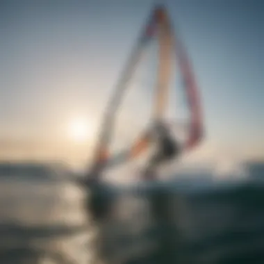 A dynamic windsurfing scene capturing the thrill of the sport on pristine waters.