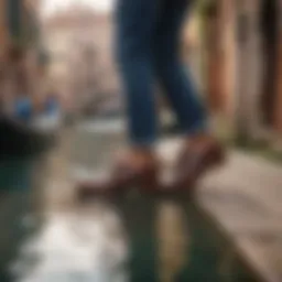 Elegant footwear along a Venetian canal
