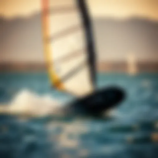 The Thrill of Freeride Windsurfing Freeride windsurf board gliding over water