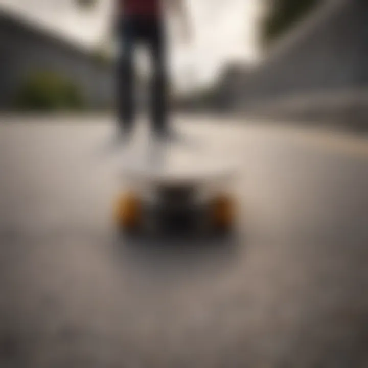 A ghost board skateboard in action on a skate park ramp.