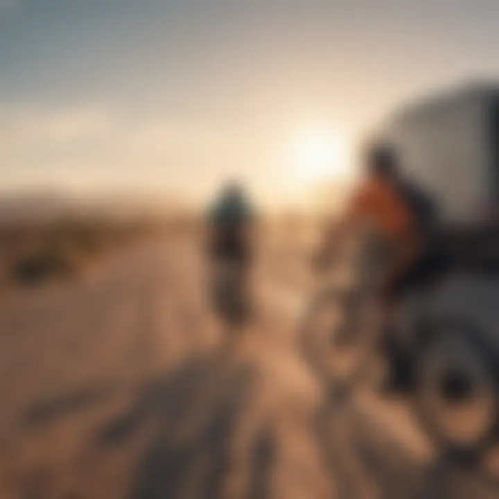 Group of cyclists sharing experiences after a gravel ride