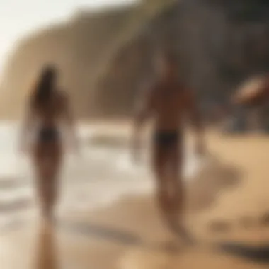 A beach landscape with individuals enjoying sunlight responsibly