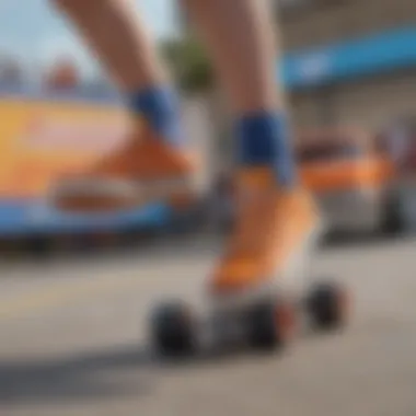 Athlete showcasing Hot Wheels shoes in action during a skateboarding event