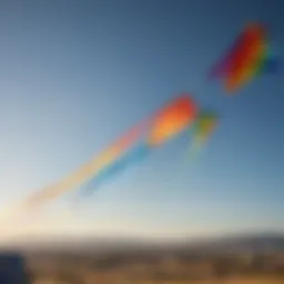 Colorful kites soaring high in a blue sky