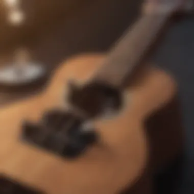 Demonstration of stringing a ukulele with focus on tuning pegs