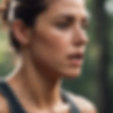 Runner performing breathing exercises to boost lung capacity