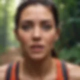 Runner practicing deep breathing techniques on a trail