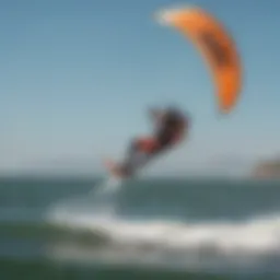 Scenic view of kiteboarding at the Bay Area coastline