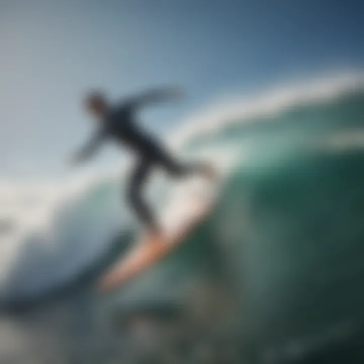 Surfer riding a wave on the Lost Mayhem surfboard in dynamic action