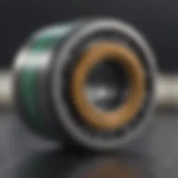Detailed view of skateboard bearings showcasing their components