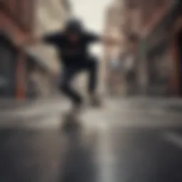 A skateboarder performing a trick in an urban setting.