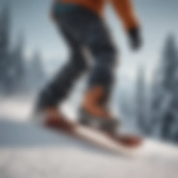 A snowboarder performing a toe side stop, showcasing balance and control