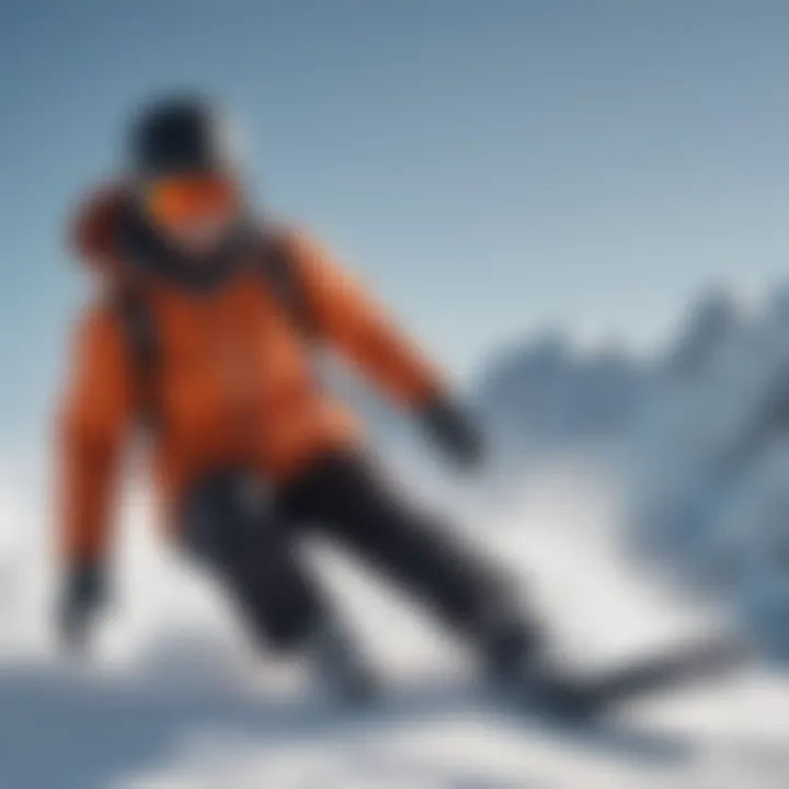 Snowboarder in a safety gear demonstrating proper falling techniques