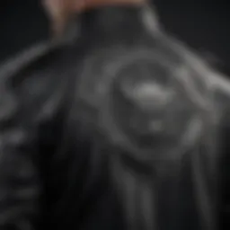 Detailed view of the Metal Mulisha jacket showcasing its intricate stitching and design elements