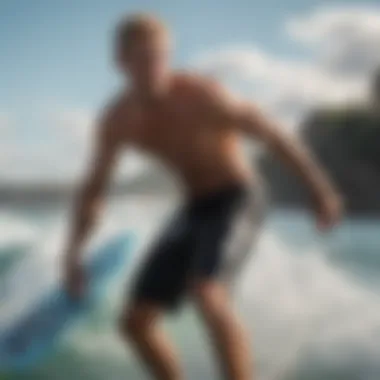 Action shot of a surfer wearing Mick Fanning boardshorts in motion