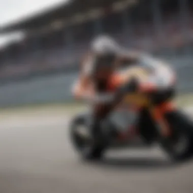 Dynamic Racing Action in MotoGP Dynamic motorcycle racing action on the track