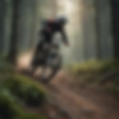 Enduro bike riding through a forest