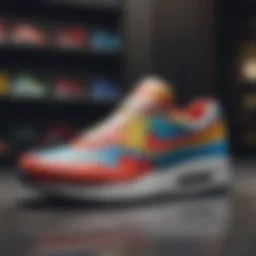 Vibrant display of multi-colored Nike Air Max shoes