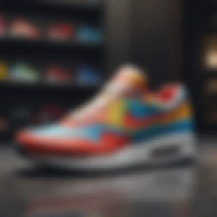 Vibrant display of multi-colored Nike Air Max shoes