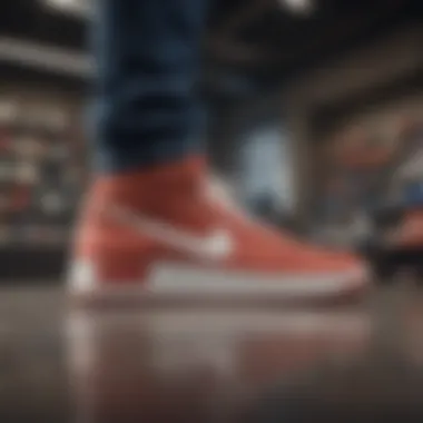 A sleek pair of sneakers displayed on a digital device with a shopping app open