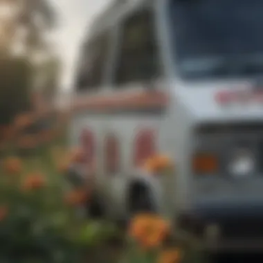 A close-up of a floral van's unique design, showcasing its artistic details.