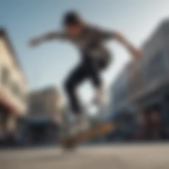 A skateboarder performing a trick while wearing Nike SB skate pants