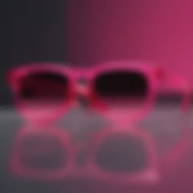 Vibrant neon pink sunglasses showcased against a bright background