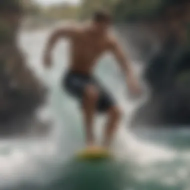 Dynamic surf scene showcasing athlete in Nike board shorts