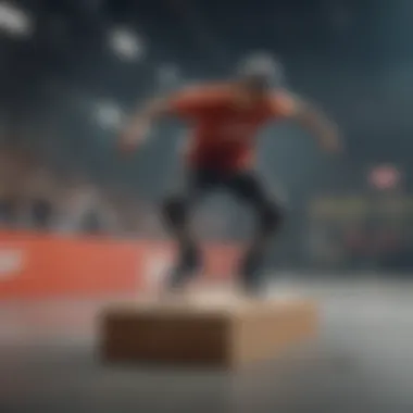 Skater Showcases Skills in Nike SB Court Young skater performing a trick while wearing Nike SB Court