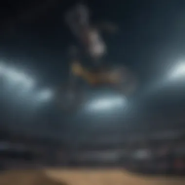 A skilled athlete performing a backflip on a BMX bike during the Nitro Circus Live Tour.