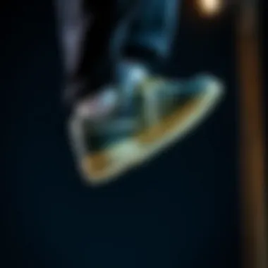 Nyjah Huston performing a trick wearing his signature footwear