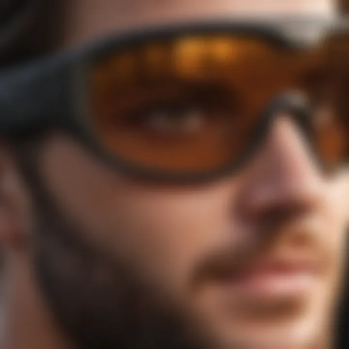 Close-up of Oakley Sylas lens showcasing polarization technology