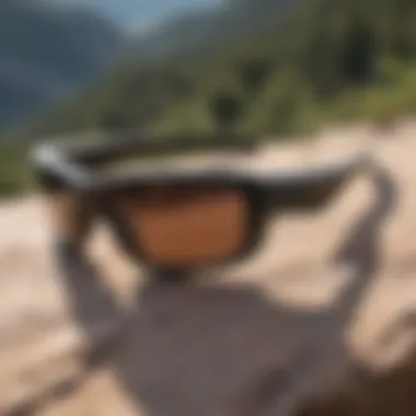 Stylish Oakley Sylas Polarized sunglasses on a rocky terrain