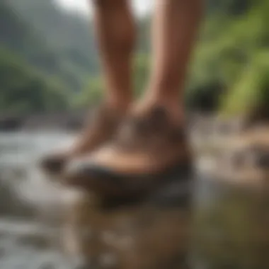 Person wearing Olukai Hokua shoes during an adventure