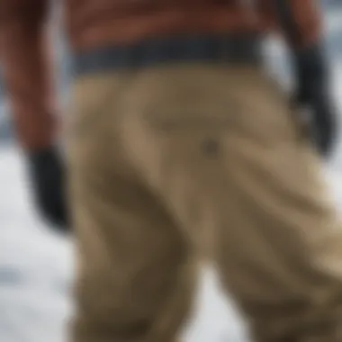 Close-up of the fabric and insulation of O'Neill snow pants