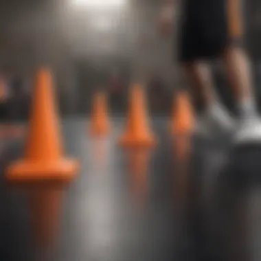 Agility drills using cones for basketball players