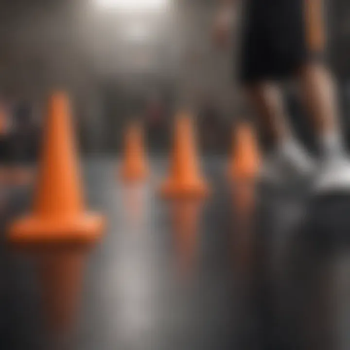 Agility drills using cones for basketball players