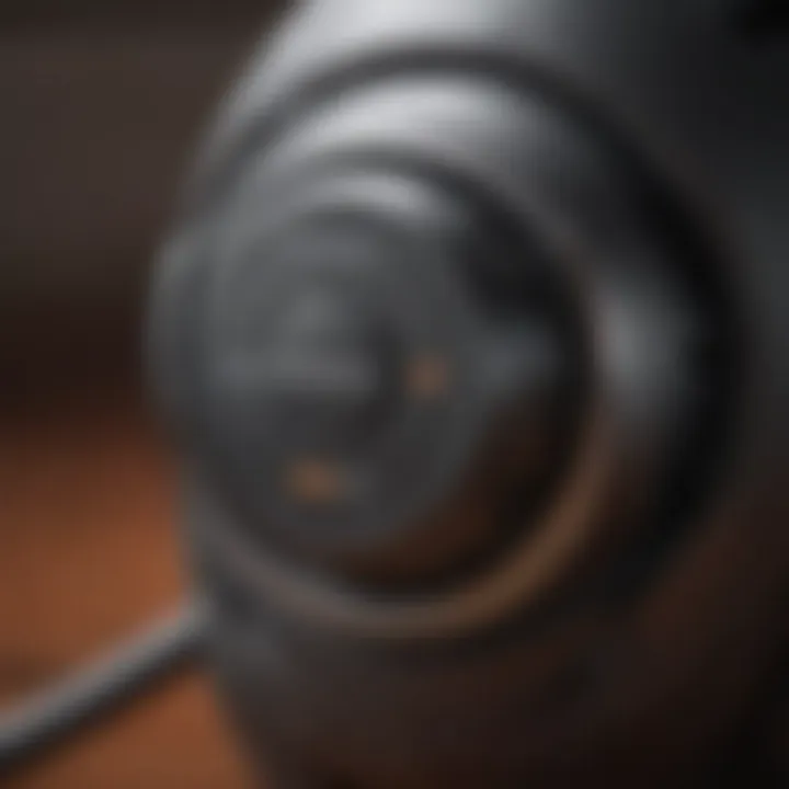 Detailed view of a fusion headset's charging port