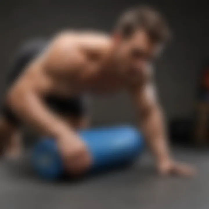 Athlete recovering with foam roller