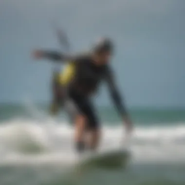 Kiteboarder practicing safety measures