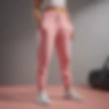 Stylish Rose Sweatpants Design A stylish pair of rose sweatpants showcased on a minimalist background, highlighting their design aesthetic.