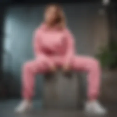 Chic Styling with Rose Sweatpants Fashion-forward outfit featuring rose sweatpants styled for a casual yet chic look.